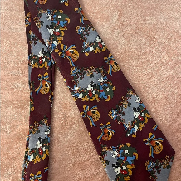 Disney Burgundy Tie with Mickey Mouse and Friends - Picture 2 of 5